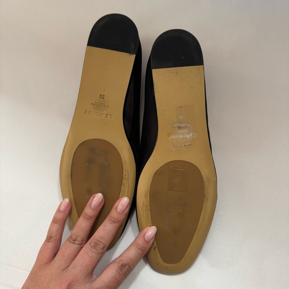 LE MONDE BERYL Black Luna Leather Trimmed Mesh Ballerina Flats - Picture 5 of 6